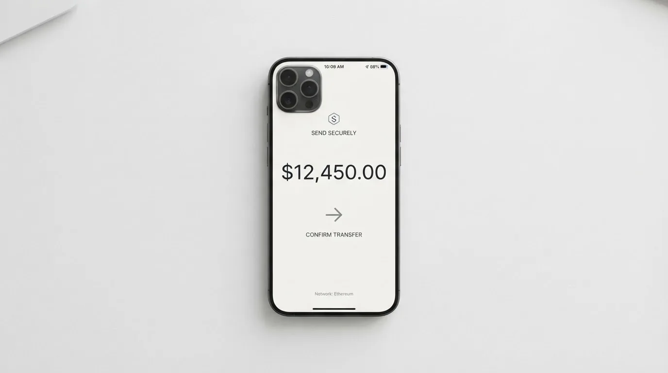 Телефон с экраном перевода стейблкоина