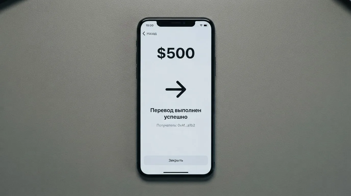 Телефон с экраном перевода стейблкоина