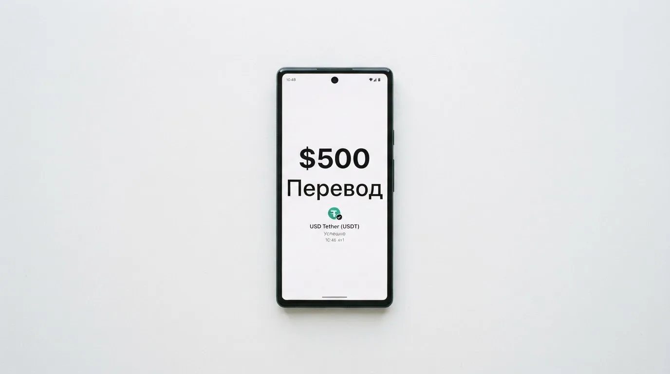 Телефон с экраном перевода стейблкоина