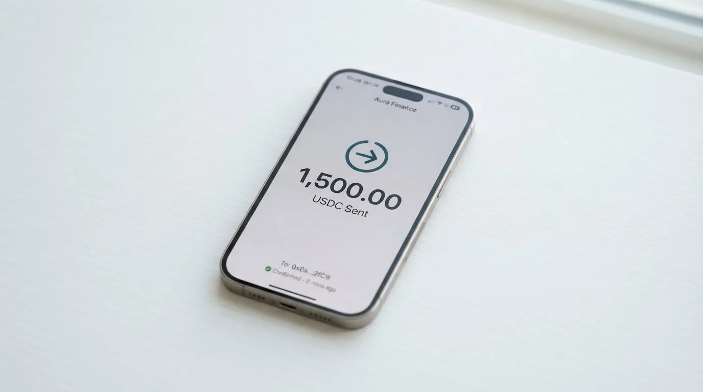 Телефон с экраном перевода стейблкоина